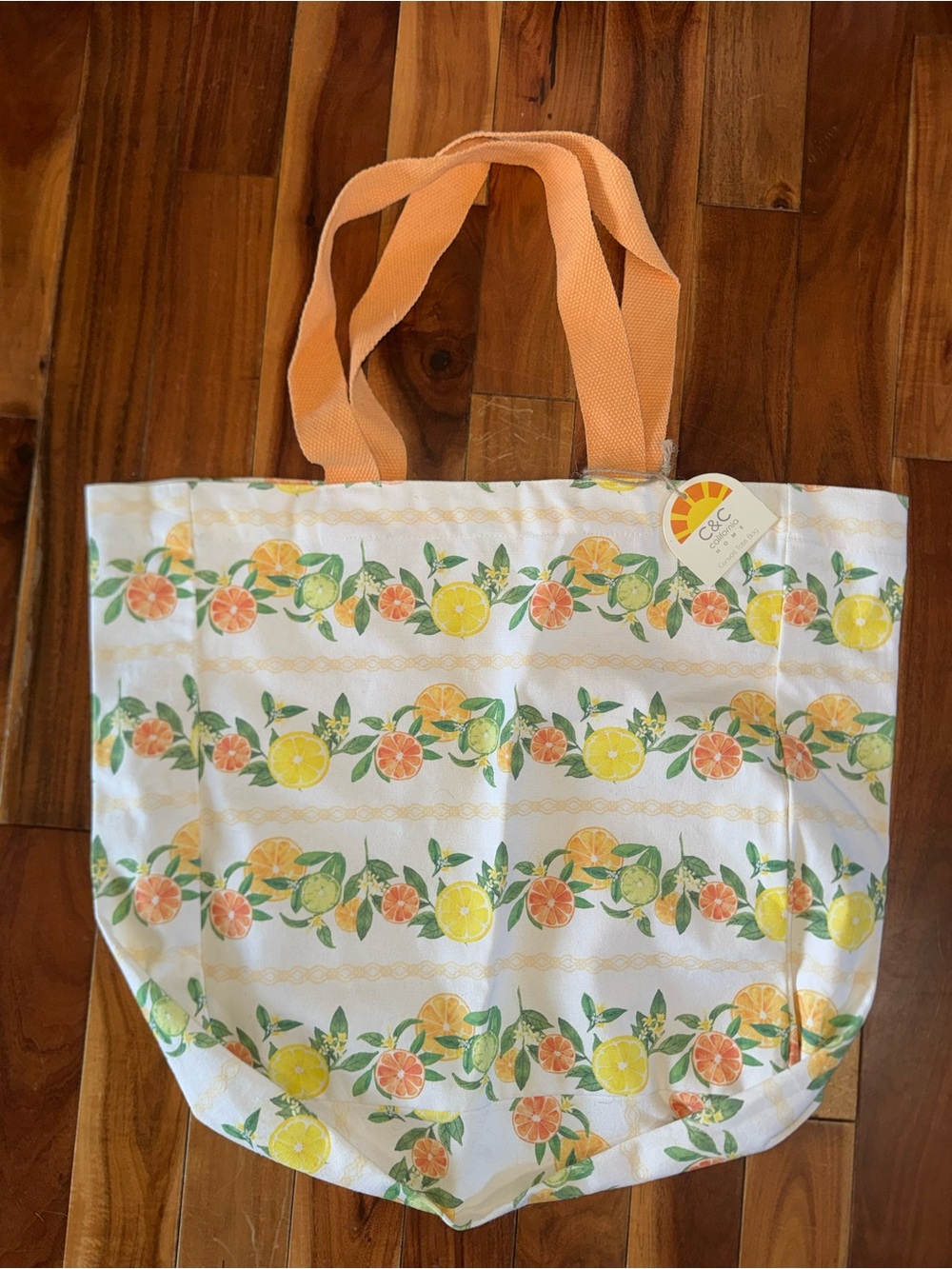 C.C Citrus Canvas Tote with Peach Handles